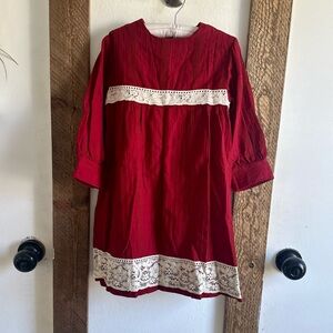 Vintage 1950s/60s Kate Greenway Lace Cotton Dress Christmas Valentine’s sz 6X
